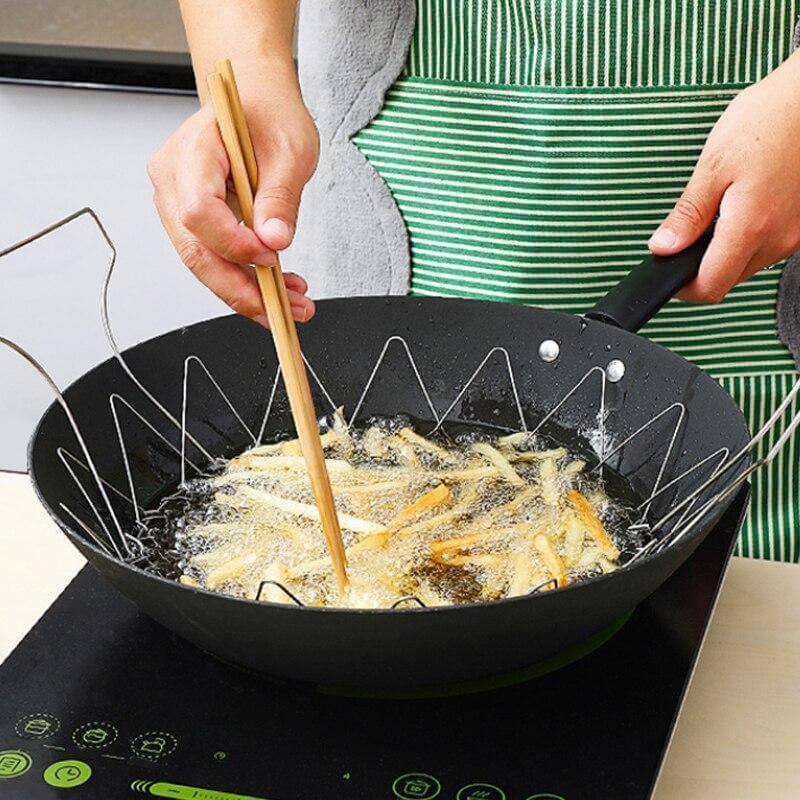 Multifunctional Stainless Steel Folding Deep Fry Drainer Basket - MaviGadget
