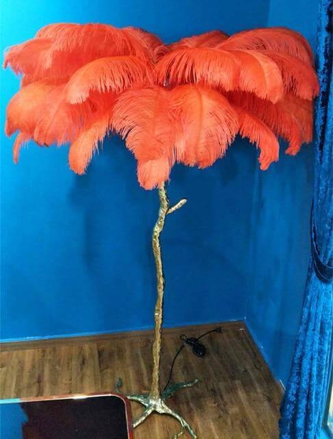 Icelandic Ostrich Feather Tree Lamp - MaviGadget