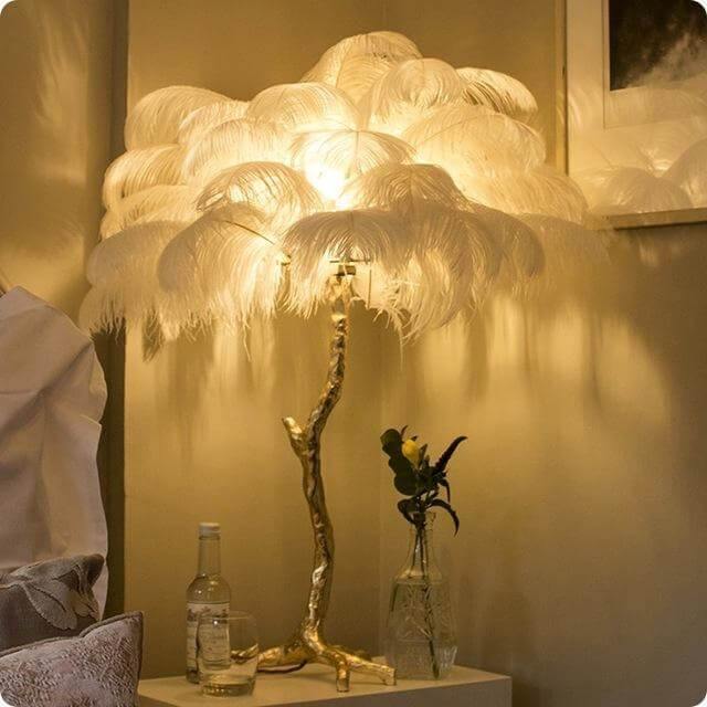 Icelandic Ostrich Feather Tree Lamp - MaviGadget