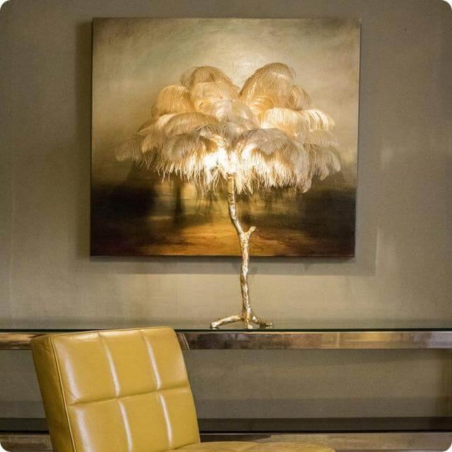 Icelandic Ostrich Feather Tree Lamp - MaviGadget
