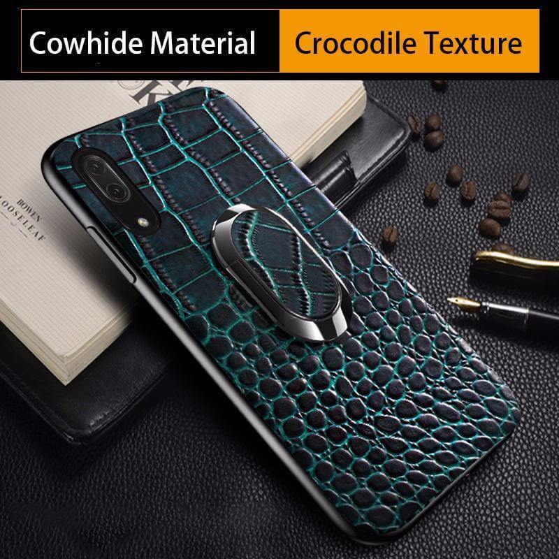 Snake Texture Leather iPhone Case with Ring Support - MaviGadget