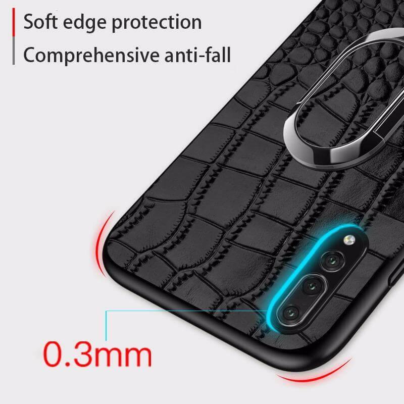 Snake Texture Leather iPhone Case with Ring Support - MaviGadget