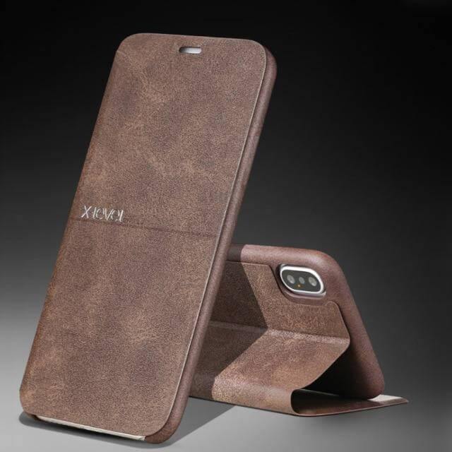 Ultra Thin Leather Flip Case For iPhone - MaviGadget