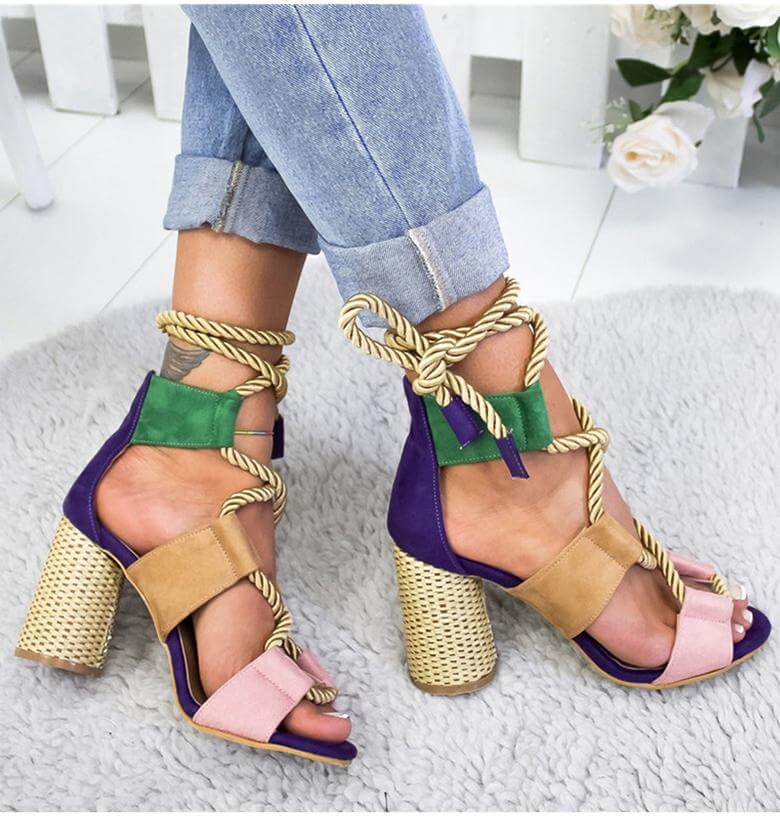 Lace Up Colorful Gladiator Sandals - MaviGadget
