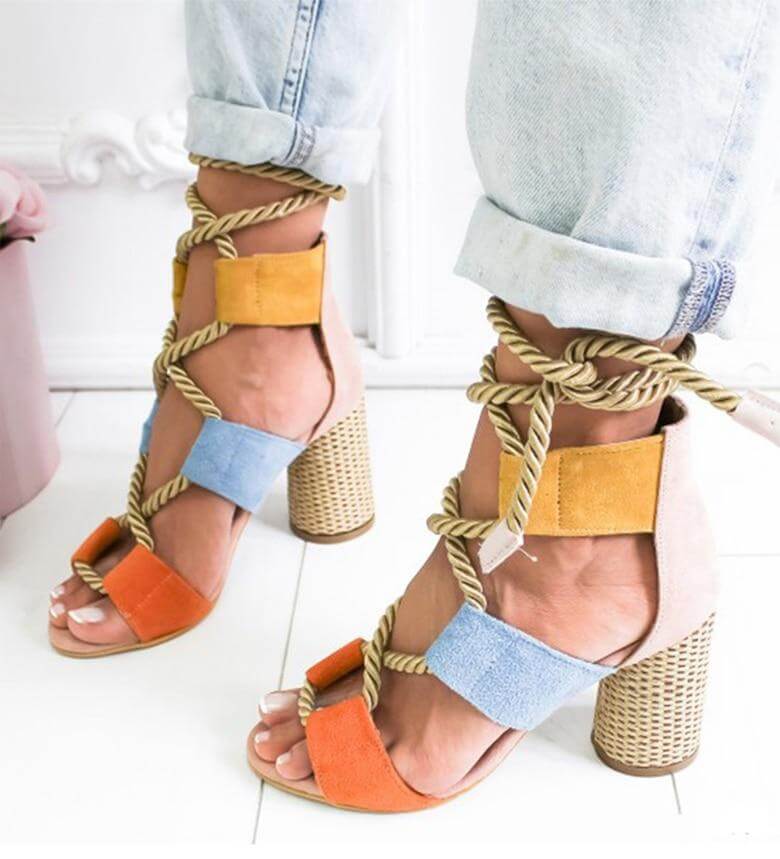 Lace Up Colorful Gladiator Sandals - MaviGadget
