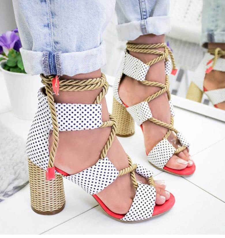 Lace Up Colorful Gladiator Sandals - MaviGadget