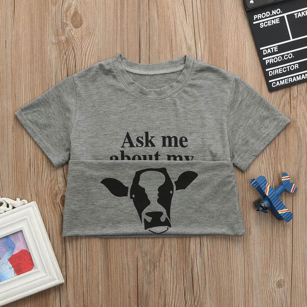 Ask Me About My Moo Cow Kid Funny Tshirt - MaviGadget