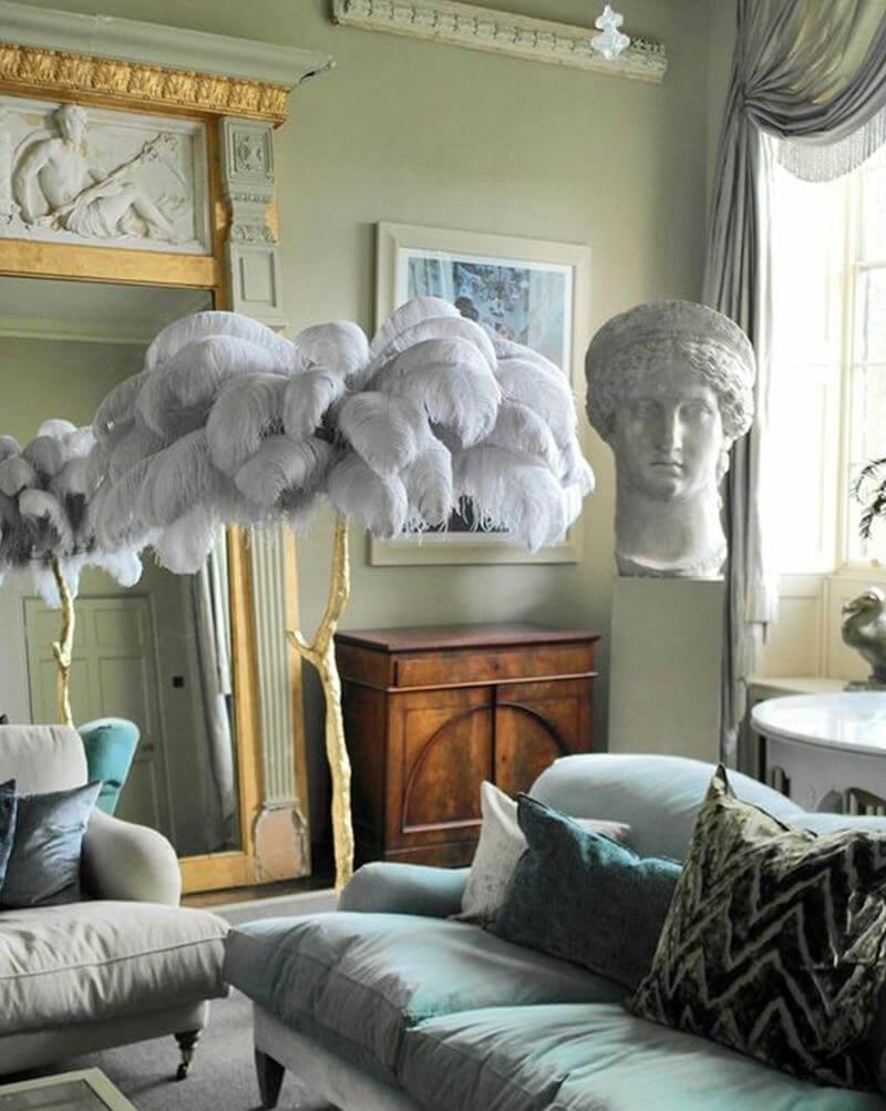 Icelandic Ostrich Feather Tree Lamp - MaviGadget