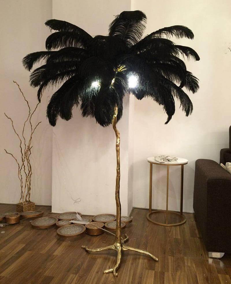 Icelandic Ostrich Feather Tree Lamp - MaviGadget