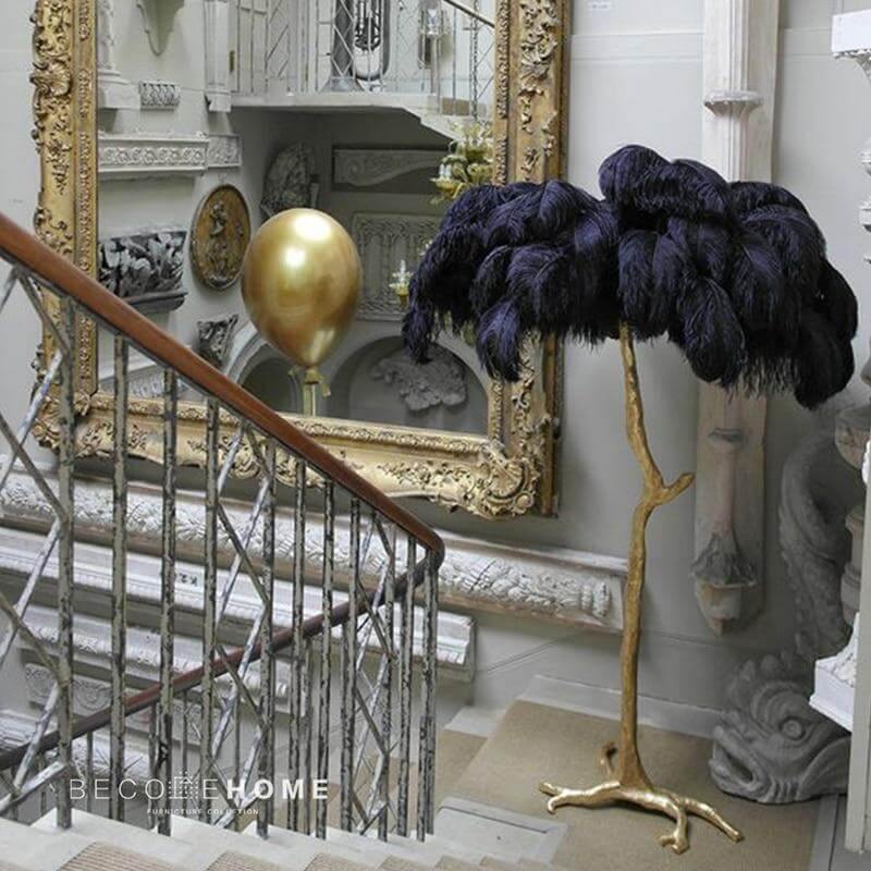Icelandic Ostrich Feather Tree Lamp - MaviGadget