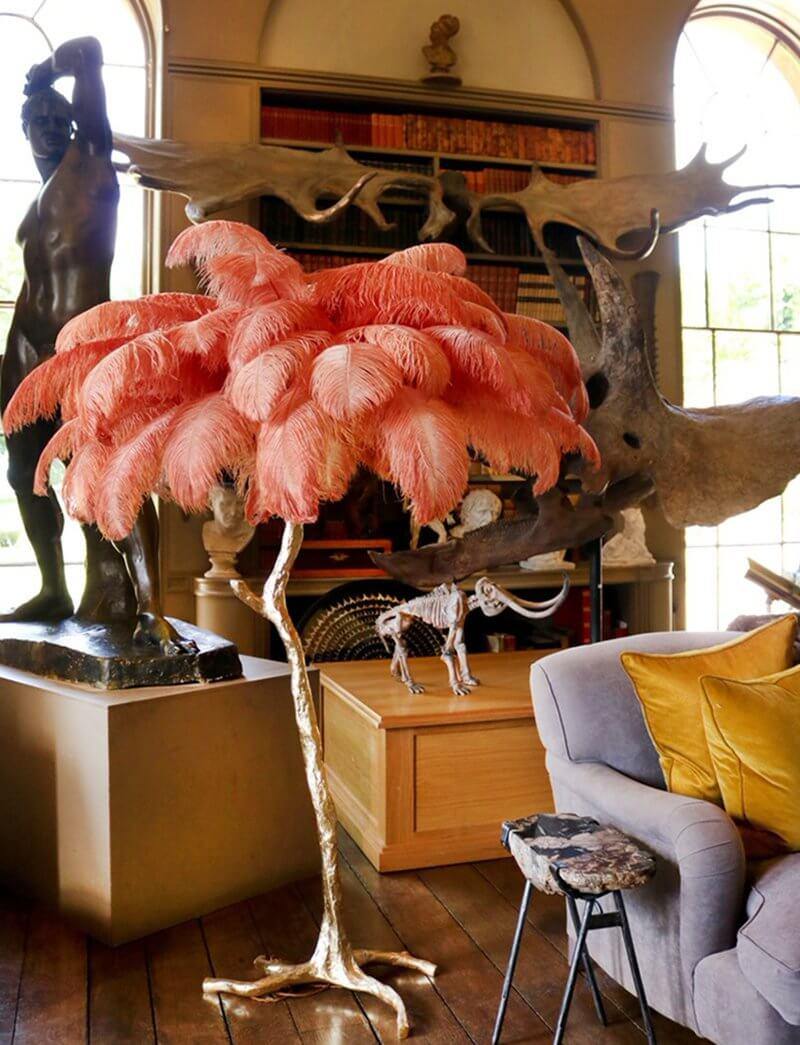 Icelandic Ostrich Feather Tree Lamp - MaviGadget