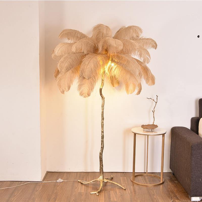 Icelandic Ostrich Feather Tree Lamp - MaviGadget