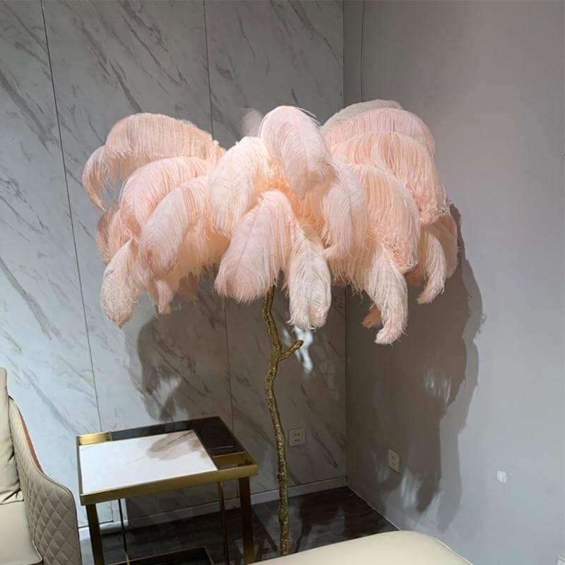 Icelandic Ostrich Feather Tree Lamp - MaviGadget