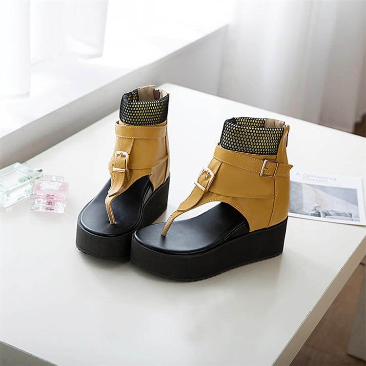 Leather Gladiator Platform Sandals - MaviGadget