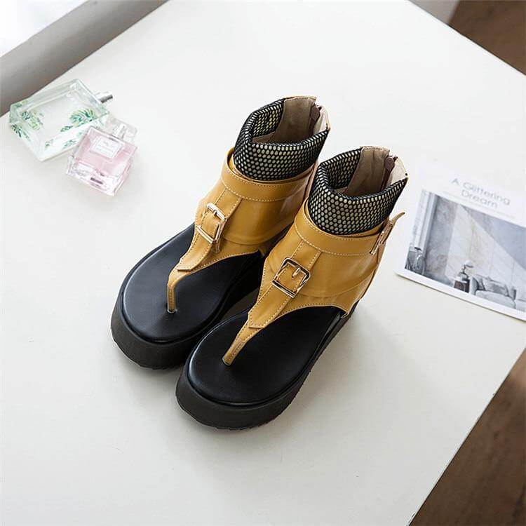 Leather Gladiator Platform Sandals - MaviGadget