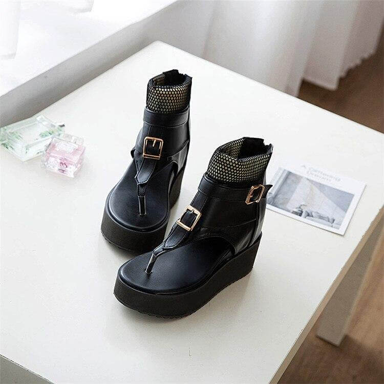 Leather Gladiator Platform Sandals - MaviGadget