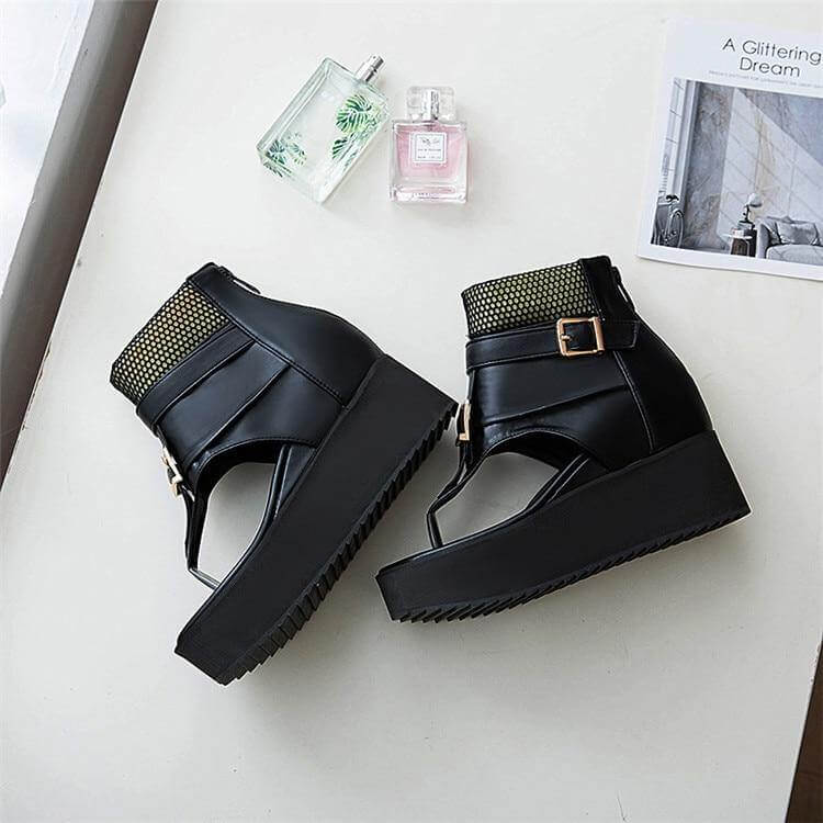 Leather Gladiator Platform Sandals - MaviGadget