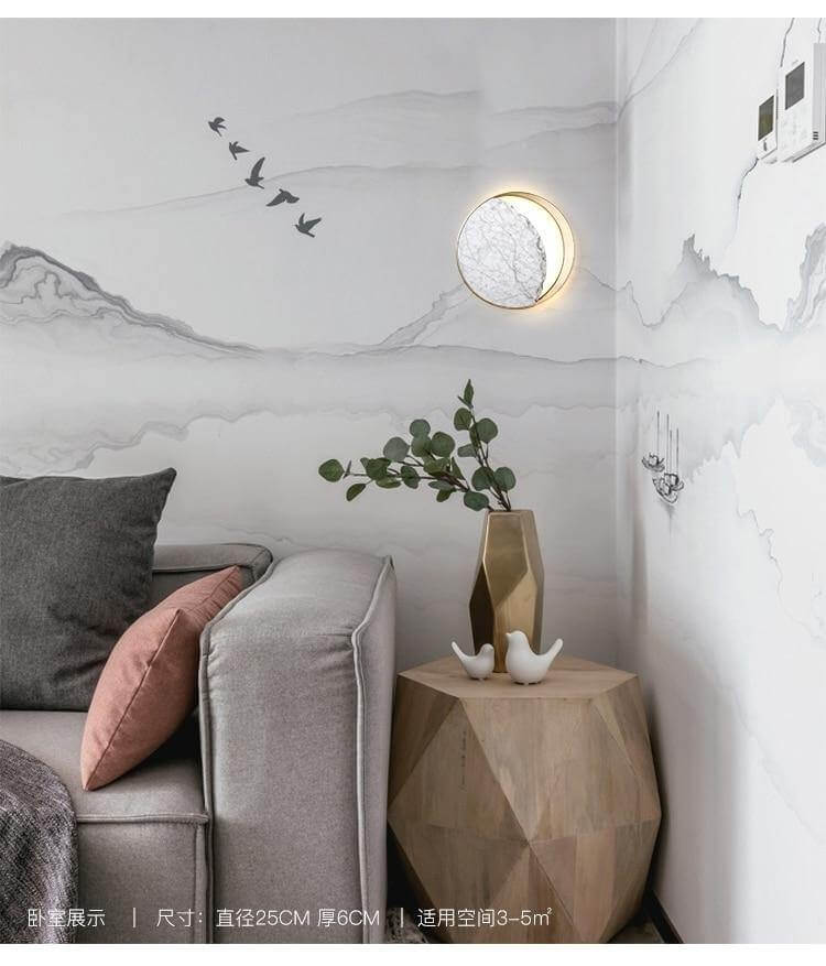 Waning Gibbous Moon Led Marble Wall Lamp - MaviGadget