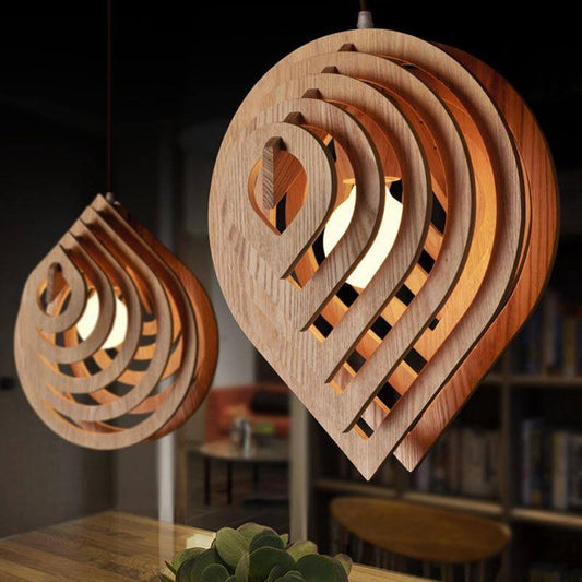 Wooden Water Drop Shaped Pendant Light - MaviGadget