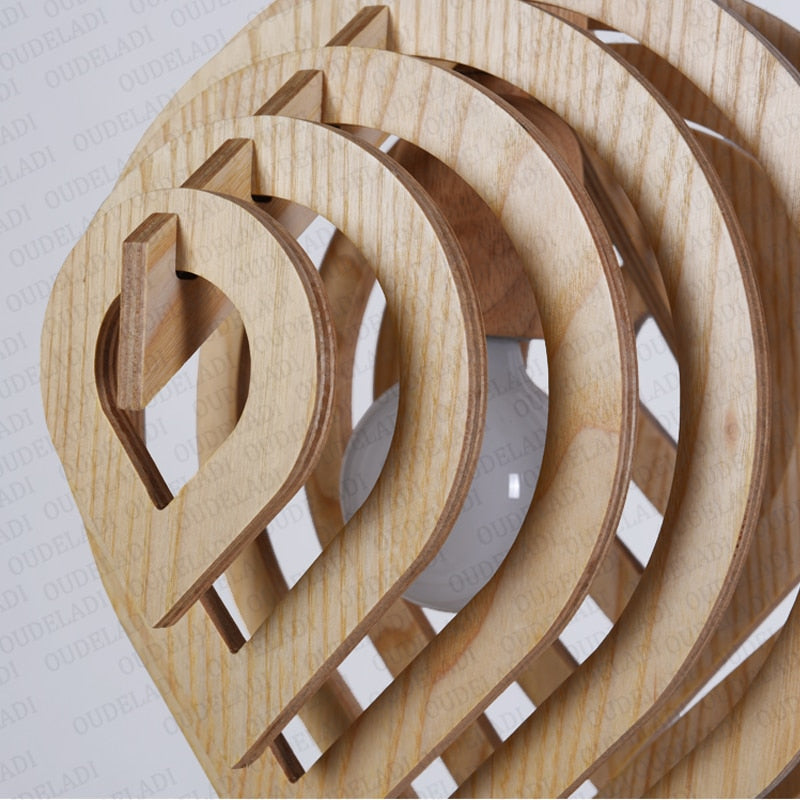 Wooden Water Drop Shaped Pendant Light - MaviGadget