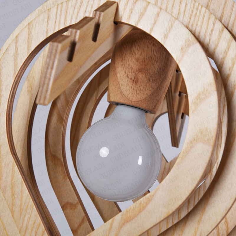 Wooden Water Drop Shaped Pendant Light - MaviGadget