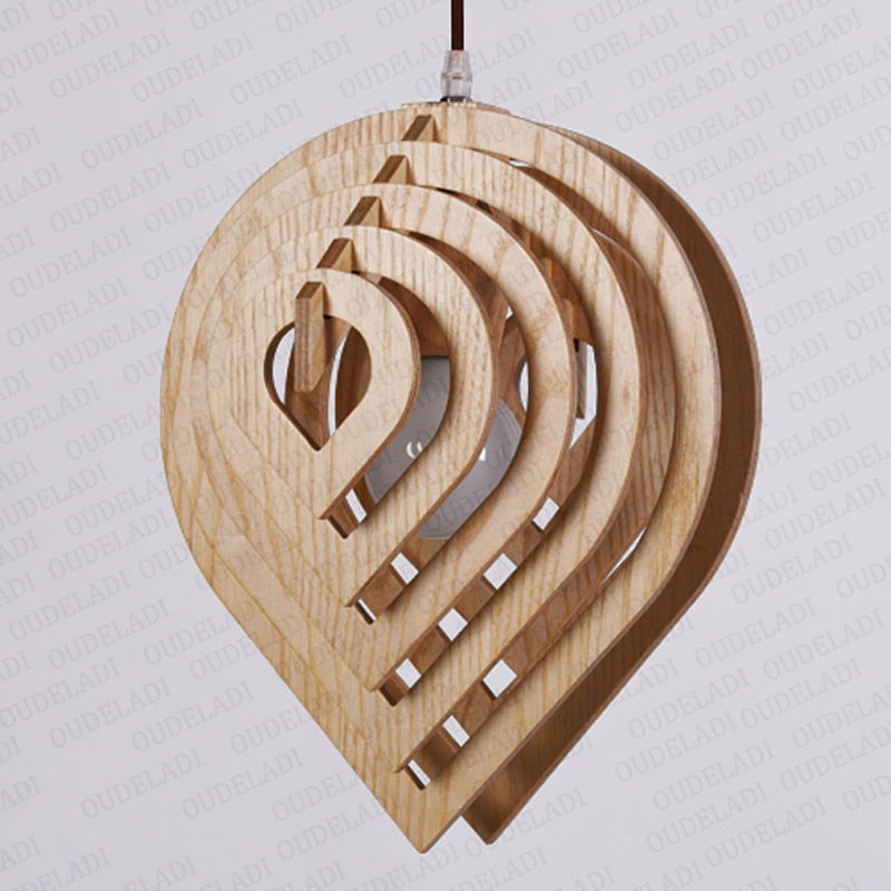 Wooden Water Drop Shaped Pendant Light - MaviGadget