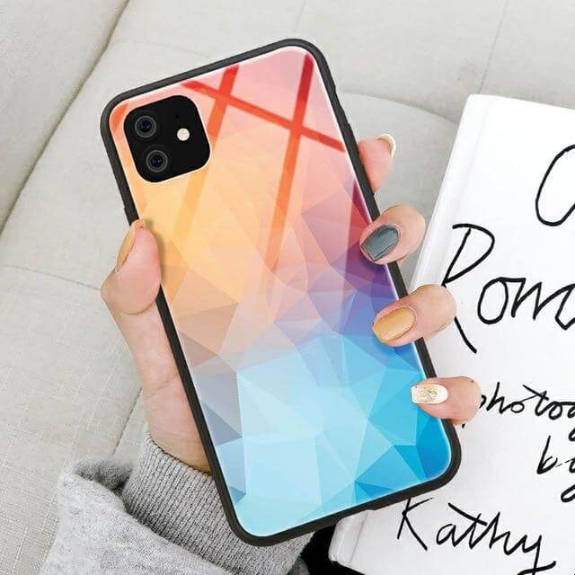 Tempered Glass Colorful Geometric iPhone Cases - MaviGadget