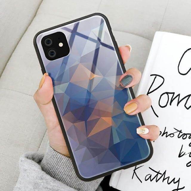 Tempered Glass Colorful Geometric iPhone Cases - MaviGadget
