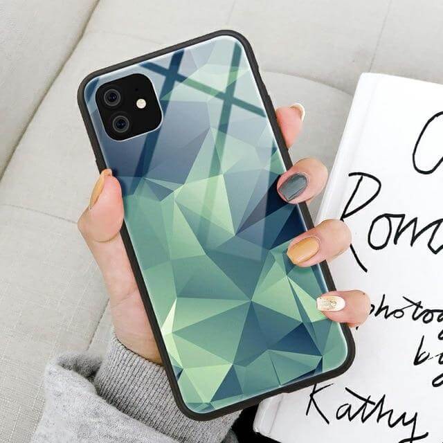 Tempered Glass Colorful Geometric iPhone Cases - MaviGadget