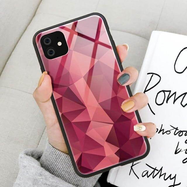 Tempered Glass Colorful Geometric iPhone Cases - MaviGadget