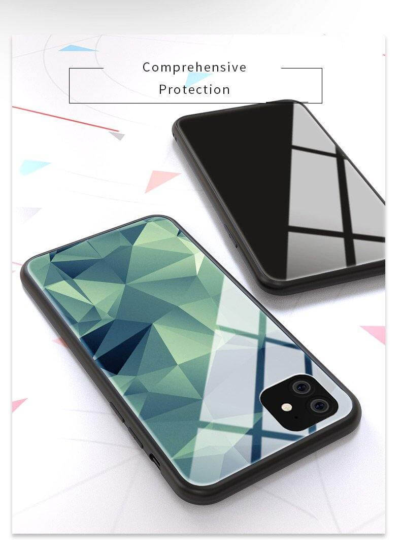 Tempered Glass Colorful Geometric iPhone Cases - MaviGadget