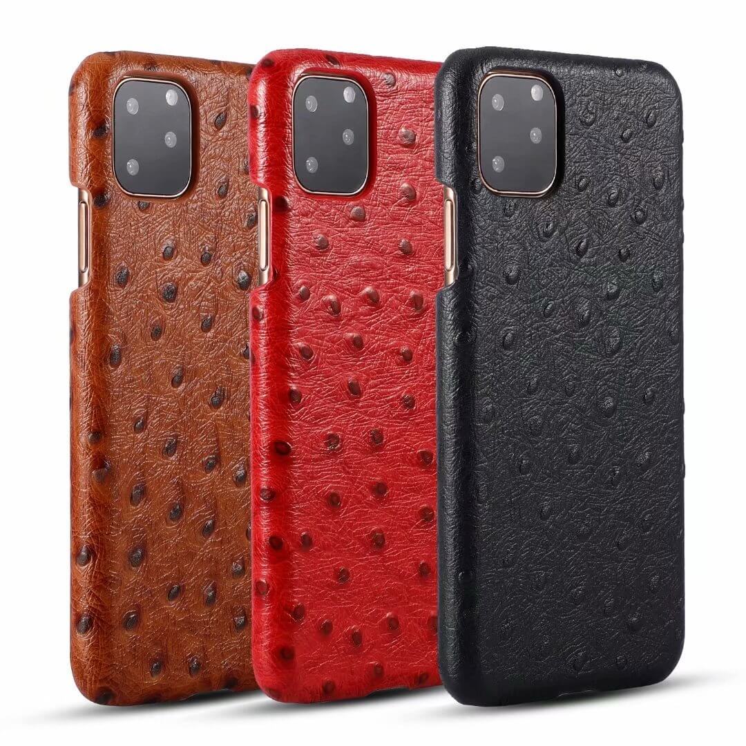 Genuine Leather Ostrich Pattern iPhone Case - MaviGadget
