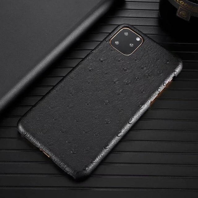 Genuine Leather Ostrich Pattern iPhone Case - MaviGadget