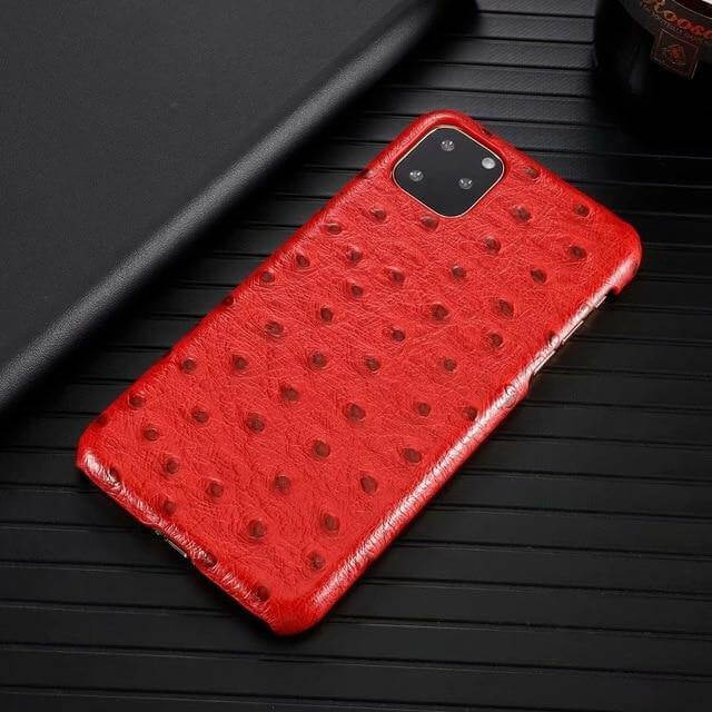 Genuine Leather Ostrich Pattern iPhone Case - MaviGadget
