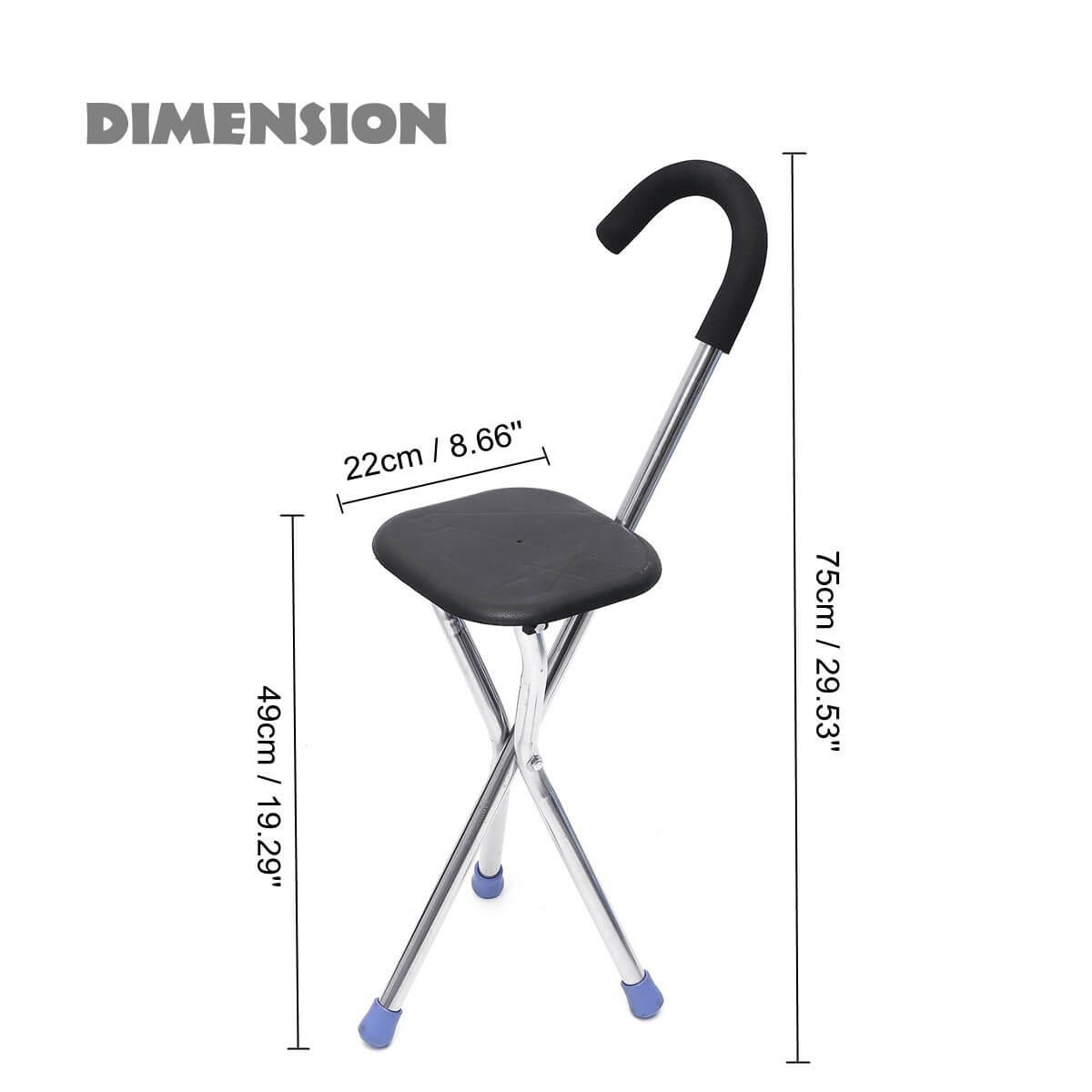 2 In 1 Portable Lightweight Walking Stick With Chair - MaviGadget