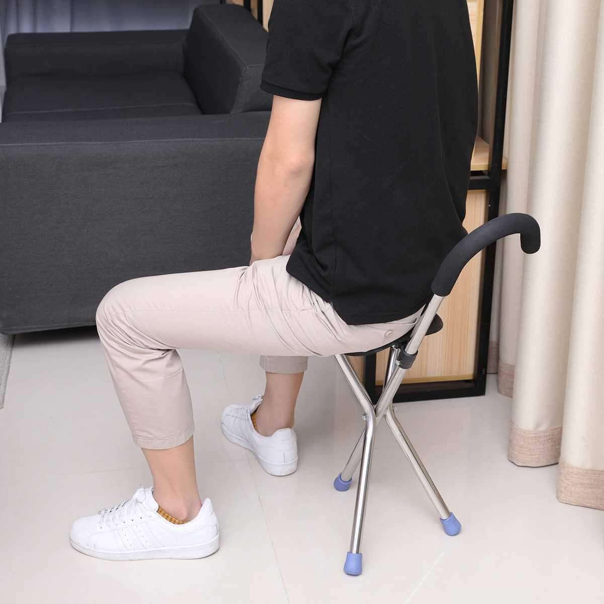 2 In 1 Portable Lightweight Walking Stick With Chair - MaviGadget