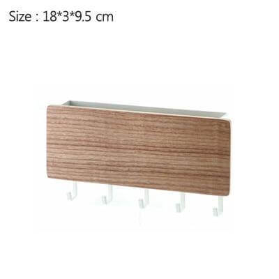 Modern Wood Wall Organizer with Hooks - MaviGadget