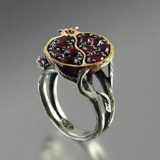 Vintage Red Zircon Stone Pomegranate Ring - MaviGadget