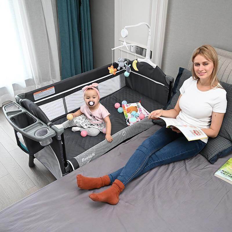 Multifunctional Foldable Baby Bed with Removable Side - MaviGadget