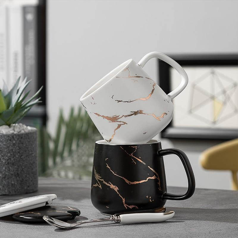 Elegant Marble Ceramic Coffee Mug Gift Set - MaviGadget