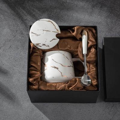 Elegant Marble Ceramic Coffee Mug Gift Set - MaviGadget