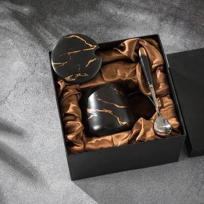 Elegant Marble Ceramic Coffee Mug Gift Set - MaviGadget