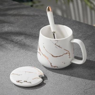 Elegant Marble Ceramic Coffee Mug Gift Set - MaviGadget