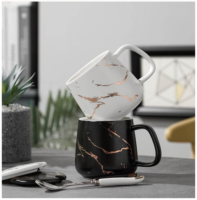 Elegant Marble Ceramic Coffee Mug Gift Set - MaviGadget