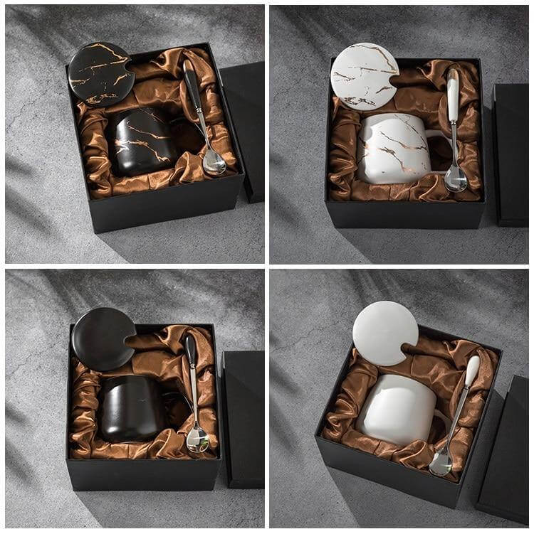 Elegant Marble Ceramic Coffee Mug Gift Set - MaviGadget