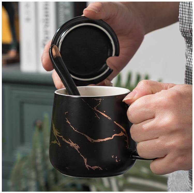 Elegant Marble Ceramic Coffee Mug Gift Set - MaviGadget