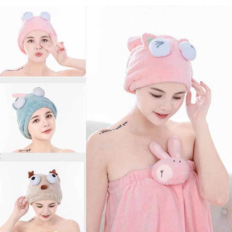 Cute Bath Towel Hair Dryer Hat - MaviGadget