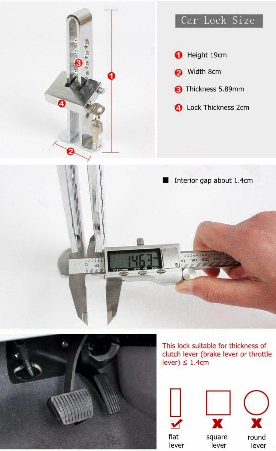 Anti Theft Brake Car Security Pedal Lock - MaviGadget