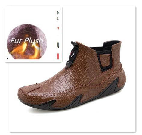 Leather Vintage Outdoor Fur Winter Ankle Boots - MaviGadget