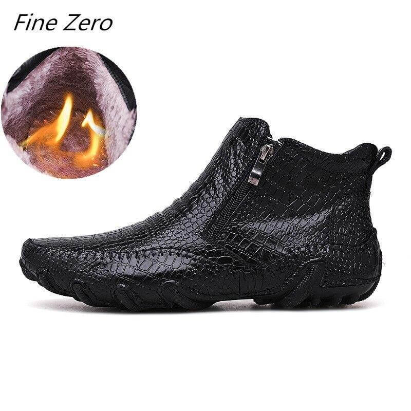 Leather Vintage Outdoor Fur Winter Ankle Boots - MaviGadget
